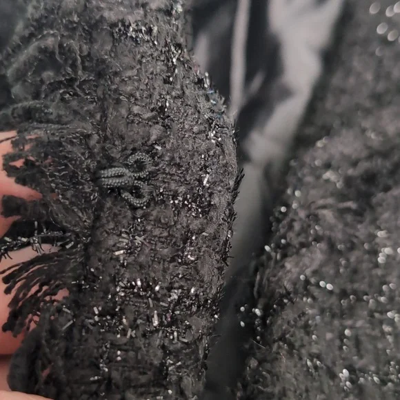 Nipon Boutique Metallic Black Tweed Blazer Size 12 - Picture 8 of 8